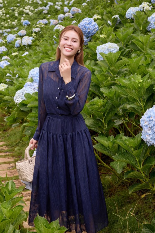 Sixdo Dark Navy Organza Shirt